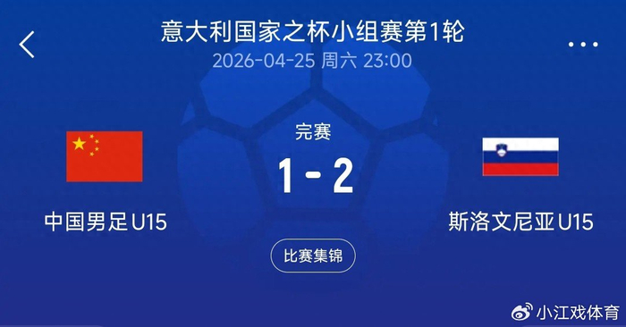 开云体育下载-1-2憾负！U15国足不敌斯洛文尼亚，半场反差揭露青训短板|中国男足|比赛|素材|小将|球员_新浪体育_新浪新闻